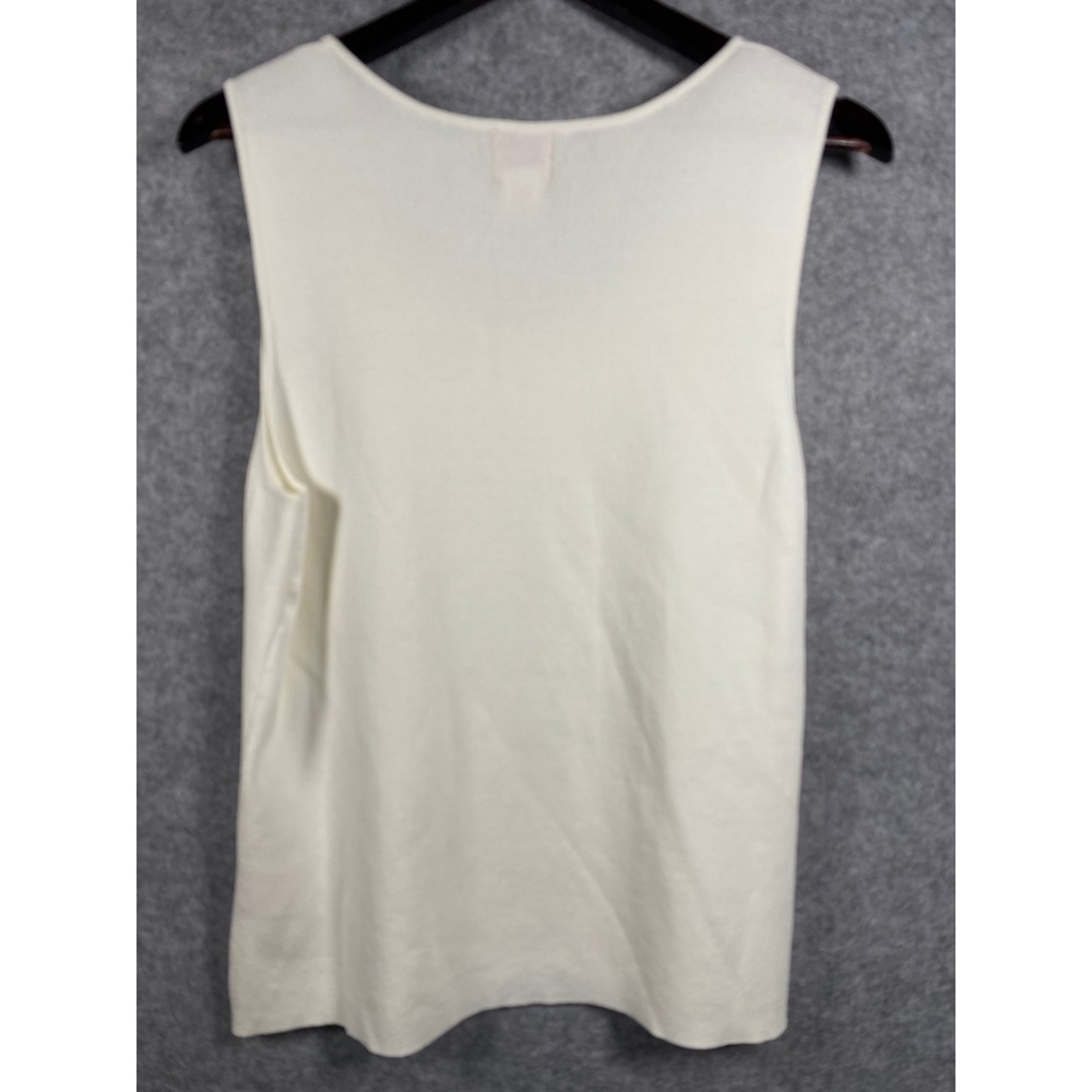 Ruby Rd Womens XL Ivory Floral Embroidered Beaded Knit Tank Top Sleeveless Shell - Picture 2 of 8